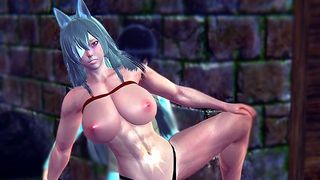 Mushoku Tensei Muscular Ghislaine Dedoldia Handjob and Standing Anal Fucks