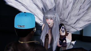 Japanese H Cup Kitsune Kimono Fox Girl BLACKED - Handjob Blowjob Facial Cum BBC Fuck Hard in Public