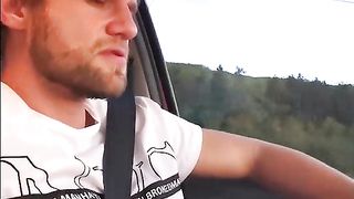 Wild sex in the car while drive