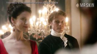 Kimberly Smart nipple dress scene from Outlander the series