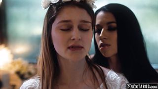 Busty bride pussy licked by former bff