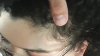 I put the chubby nerd to suckle then punched rolls in her ass