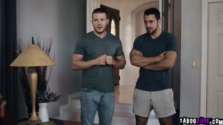 Brunette milf fucked by two young studs