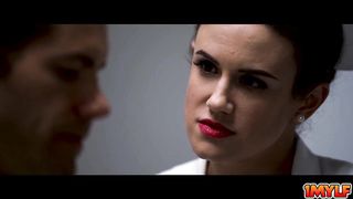 Busty milf nurse sucking patients cock