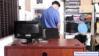 Ebony shoplifter face fucked by officer