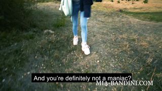 Hot babe sucks strangers dick for extra money in public