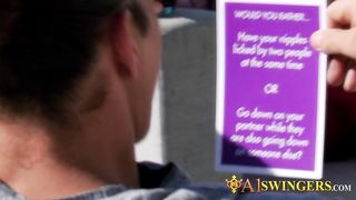 This hot brunette is enjoying oral sex