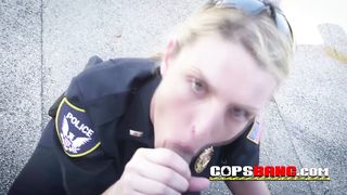 Female cop is sucking a black dick