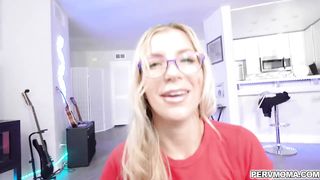 Ashley grabs Ike dick for a sopping wet blowjob