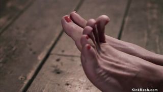 Mummified and chained slave whipped