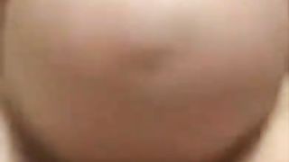 A pregnant woman in 38-week pregnancy as a cowgirl