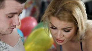 Blonde MILF mommy loves to have sex with stepson