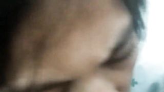 Pregnant wife gives blowjob in bathroom