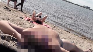 DICK FLASH ON BEACH  Little dick public flashing