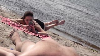 DICK FLASH ON BEACH  Little dick public flashing