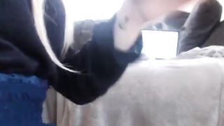 Petite blonde stepsister masturbating