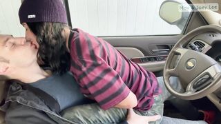 Mav & Joey Lee Fuck in the Drivers Seat, Again- Risky Creampie
