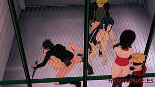 Boruto Naruto Hentai - Mega Orgy with Sakura, Hinata, Sarada, Kiba, Naruto & Boruto Fucking Together and enjoy and cum