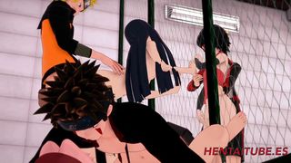 Boruto Naruto Hentai - Mega Orgy with Sakura, Hinata, Sarada, Kiba, Naruto & Boruto Fucking Together and enjoy and cum