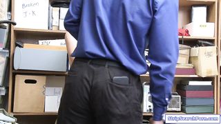 Teen shoplifter blowjobs security guard