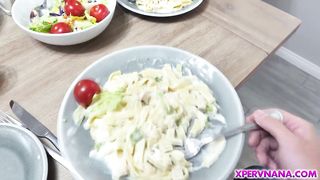 My stepnana taking my big cock for lunch