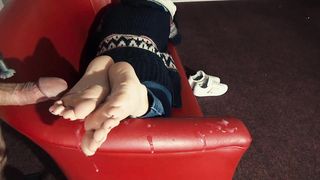 A female colleague let me make a mess on her gorgeous soles (full video)
