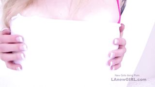 Fine blonde uses her feet to please cock in studio