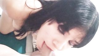 Sexy girlfriend sucks cock and eats cum