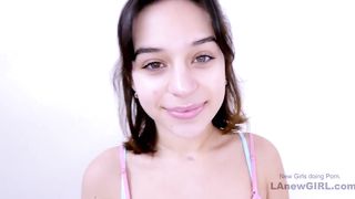 Petite 18 Cutie practices sucking cock of agent