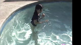 Big Boobed Brunette Coed True Tere Gets Wet In The Pool!