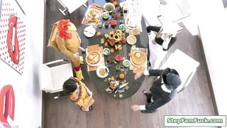 Teen and stepmom having family group sex