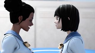 Interracial Lesbians College Sex Break - 3D Hentai