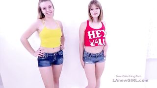 Lesbian Babes use strap on to feel great in studio