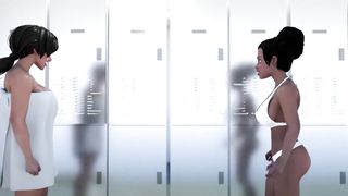 3D Ebony Schoolgirls Locker Room Fuck