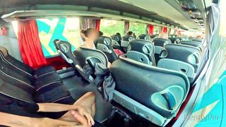 PUBLIC BUS ADVENTURE: I show my hard cock to a porny cutie lady...she can't resist.