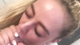 Blonde Girl Blows on Big Dick
