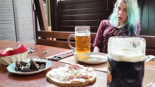 Laruna Mave Remote orgasm control of my Stepsister in Pub