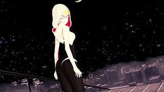 KChentai Spider-Gwen Gwen Stacy masturbates and gets fucked on the rooftop