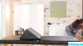 Hot masseuse uses new bolster to client