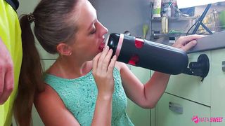 Nata Sweet try to simulate a threesome and test an amazing sex toy