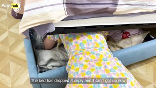 STEPMOM Alina Rai stuck under the bed.