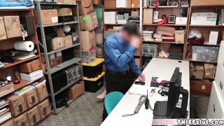 Cute Beligan shoplifter fucked in CCTV