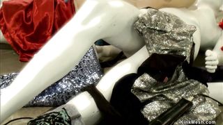 Lesbians fuck machines and squirt