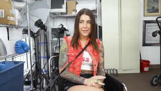 A petite teen is getting her ass fucked