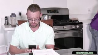 Stepteen undressing with stepdad spying