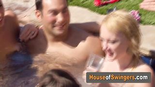 Hot brunette is getting licked and touch