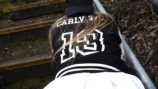 Carly Rae Takes Huge Mouthful Outdoors