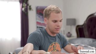 Masseur massages and analed TS customer