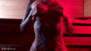 Tattooed Girl Real Red Fox Footjob and Handjob Dick Boyfriend in the Bath