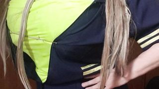 Mistress Susi teasing with huge tits giving a sph